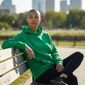 Vibrant Kelly Green Oversized Fleece Hoodie 2XL (A1)